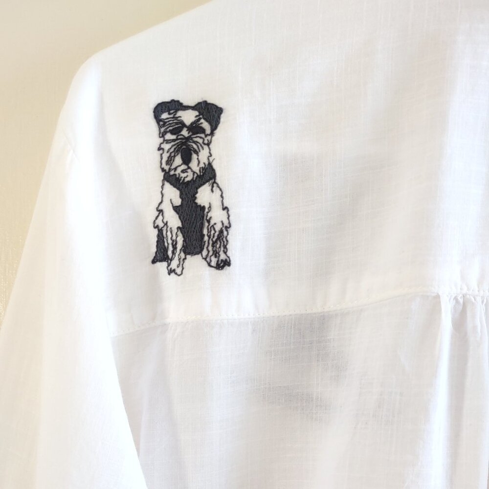 Anthropologie Pilcro Embroidered White Classic Shirt Retro Art Whimsy Size XL - Picture 8 of 16